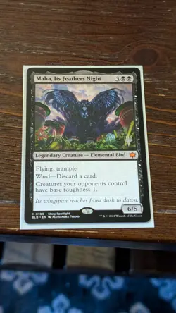 MTG Maha, Its Feathers Night (100/160) Bloomburrow Promos LP - Stamped - Image 1