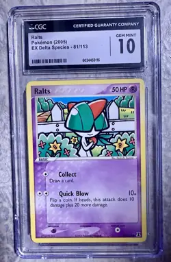 Pokemon TCG Ralts 81 Ex Delta Species 2005 CGC GEM 10 - Image 1