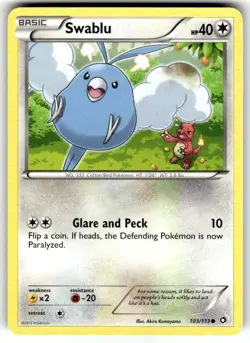 Pokemon TCG Swablu 103/113 Common NM Legendary Treasures - Image 1