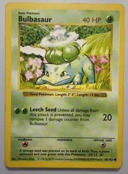 Pokemon TCG Bulbasaur 44/102 Base Set Shadowless Common Vintage - Image 1