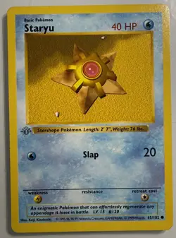 Pokemon TCG Staryu 65/102 1st Edition Base Set Shadowless NM Ghost Stamp Error - Image 1