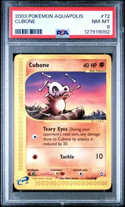 2003 POKEMON AQUAPOLIS #72 CUBONE PSA 8 - Image 1