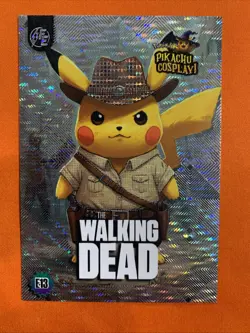 Walking Dead (Pikachu) #E13 Silver Holo Box Hit Electric Pikachu Cosplay Pokemon - Image 1