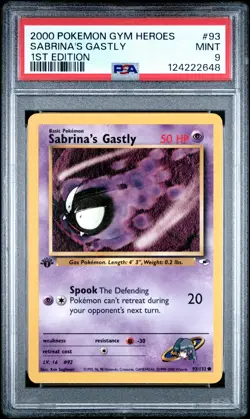 2000 POKEMON GYM HEROES 1ST ED #93 SABRINA'S GASTLY PSA 9 - Image 1