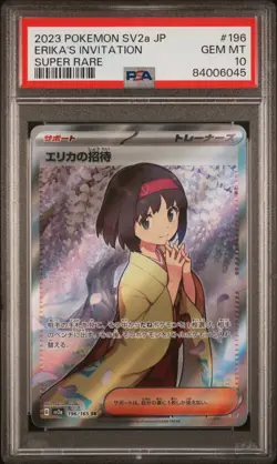 Pokemon PSA 10 Erika's Invitation #196 Super Rare SV2a 2023 Japanese - Image 2