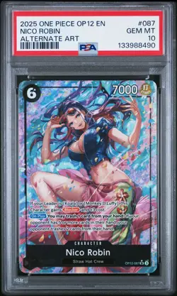 2025 ONE PIECE OP12 087 LEGACY OF THE MASTER NICO ROBIN ALT ART PSA 10 GEM MINT - Image 1
