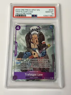 Trafalgar Law One Piece 2024 OP07 EN ST10-010 Treasure Rare PSA 10 GEM MT - Image 1