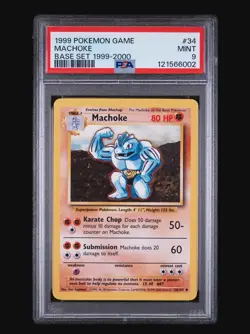 MACHOKE 34/102 - BASE SET 1999-2000 POKEMON CARD - FRESH SLAB POP 73 PSA 9 MINT - Image 2