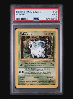 NIDORAN 57/64 - JUNGLE 1999 POKEMON CARD - FRESH SLAB - POP 204 - PSA 9 MINT - Image 2
