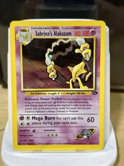 Sabrina's Alakazam 16/132 Gym Challenge Holo Swirl Damaged Card - Image 1