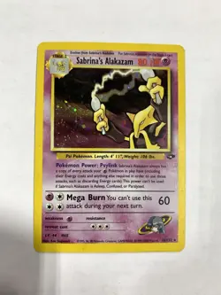 Sabrina's Alakazam 16/132 Gym Challenge Holo Swirl Damaged Card - Image 5