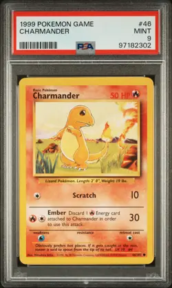 1999 POKEMON BASE SET UNLIMITED #46 CHARMANDER PSA 9 - Image 1