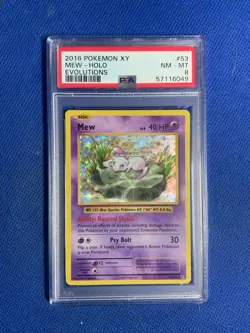 2016 Pokemon XY Evolutions Mew Reverse Foil Holo #53 PSA 8 - Image 1