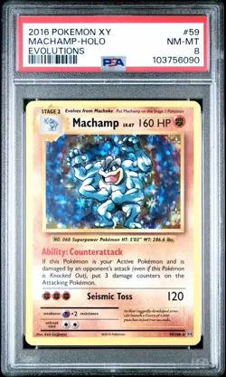 2016 Pokemon XY MACHAMP-HOLO EVOLUTIONS #59 PSA 8 🔥￼ - Image 1