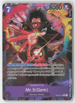 Mr. 5 Gem Foil OP04-072 SR One Piece TCG Kingdoms of Intrigue English - Image 1