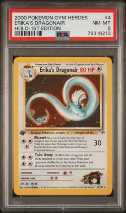 ERIKA'S DRAGONAIR 4/132 1st Edition Gym Heroes Holo Rare 2000 Pokemon Card PSA 8 - Image 1