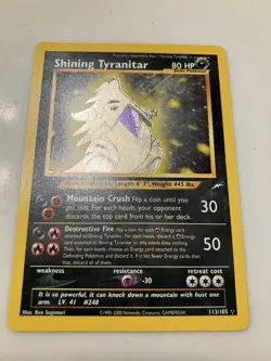 Pokemon TCG Shining Tyranitar Neo Destiny Shiny Holo Card 113/105 - Image 2