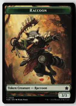 Foundations #19 // 20 Elf Warrior // Raccoon Doubled-Sided Token - Image 1
