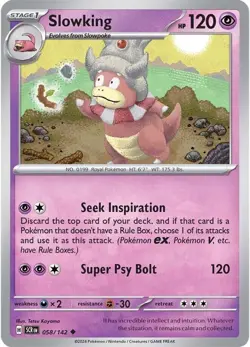 Slowking SV07: Stellar Crown 058/142 Uncommon Reverse Holofoil Pokemon TCG NM - Image 1