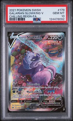 PSA 10 Galarian Slowking V Full Alt Art 179/198 Chilling Reign Pokemon - Image 1