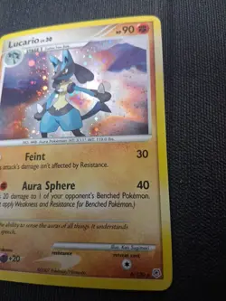 Pokemon Lucario Holo Rare (6/130) Diamond and Pearl Base Set LP Fast Ship - Image 2