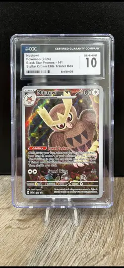 {CGC Gem Mint 10} Noctowl (Black Star Promo) 141 Pokemon Stellar Crown - Image 1