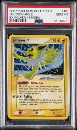 2007 POKEMON EX POWER KEEPERS GOLD STAR #101 JOLTEON-HOLO PSA 10 - Image 1