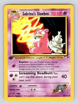 Pokemon TCG Sabrina's Slowbro Gym Heroes 60/132 Regular 1st Edition Uncommon - Image 1