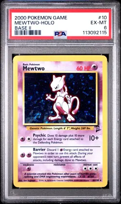 2000 POKEMON GAME BASE II #10 MEWTWO-HOLO PSA 6 - Image 1