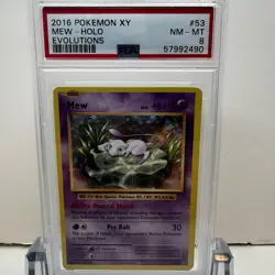 2016 POKEMON XY EVOLUTIONS #53 MEW-HOLO - PSA 8 NEAR MINT / MINT - Image 1