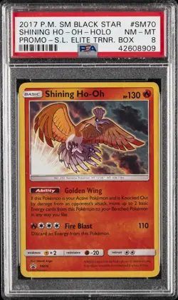 2017 POKEMON SM BLACK STAR PROMO #SM70 SHINING HO-OH-HOLO PSA 8 - Image 1