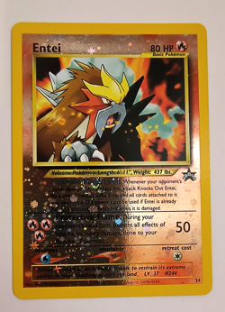 2001 Pokemon TCG Entei Black Star Promo #34 Reverse Holo Swirl NM WOTC - Image 1