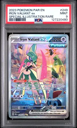 2023 Pokemon Par En-Paradox Rift #249 Iron Valiant Ex SIR PSA 9 - Image 1