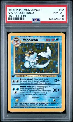 1999 POKEMON JUNGLE 1ST ED #12 VAPOREON-HOLO PSA 8 - Image 1