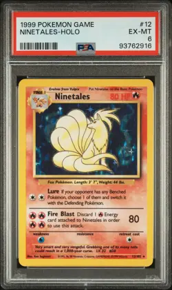 1999 Pokemon Base Set Ninetails Holo #12 PSA 6 Rare - Image 1
