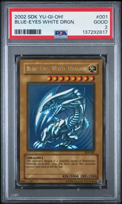 2002 YU-GI-OH! STARTER DECK: KAIBA #001 BLUE-EYES WHITE DRAGON PSA 2 - Image 1