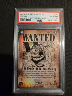 One Piece CCG Buggy Wanted Alternate Art OP09-051 PSA 10 Gem Mint - Image 1