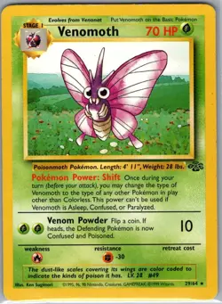 Venomoth 29/64 Non Holo Jungle - Pokemon Card - NM - Image 1