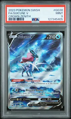 2023 POKEMON SWORD & SHIELD CROWN ZENITH #GG38 FULL ART/SUICUNE V PSA 9 - Image 1