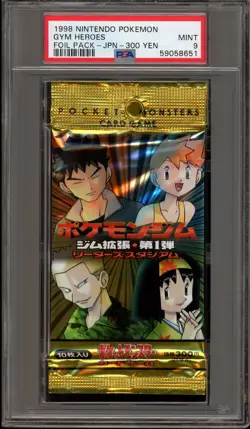 Pokemon Gym Heroes 300 Yen Japanese Authentic Sealed Booster Pack PSA 9 Mint - Image 1