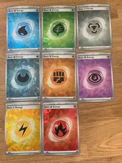 Cracked Ice Holo Energy SET of 8 - Terapagos ex UPC Pokemon Cards - NM - Image 1