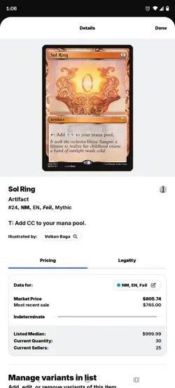 Sol Ring Masterpiece MTG Magic the Gathering Kaladesh Inventions Foil Card, Mint - Image 4