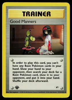 Pokemon Card - Good Manners Gym Heroes 111/132 Uncommon 1st Edition - Image 1