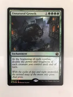 Unnatural Growth Foil MTG Magic the Gathering Card NM Mint Midnight Hunt MID - Image 1