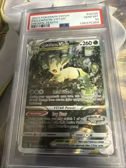 2023 POKEMON SWORD & SHIELD CROWN ZENITH #GG35 FULL ART/LEAFEON VSTAR PSA 10 - Image 1