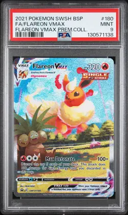 2021 POKEMON SWSH BLACK STAR PROMO #180 FULL ART/FLAREON VMAX PSA 9 - Image 1