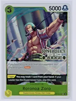 OnePiece Roronoa Zoro OP10-113 (Judge Pack Vol. 6) Judge Stamp Promo NM - READ - Image 1