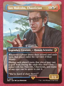 Magic The Gathering JURASSIC WORLD IAN MALCOLM CHAOTICIAN blue/red card MTG - Image 1