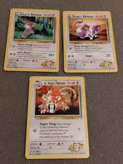 Pokemon Lt. Surges Ratata, Raticate - 3 Card Lot - Gym Heroes, Gym Challenge LP - Image 1