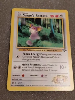 Pokemon Lt. Surges Ratata, Raticate - 3 Card Lot - Gym Heroes, Gym Challenge LP - Image 2